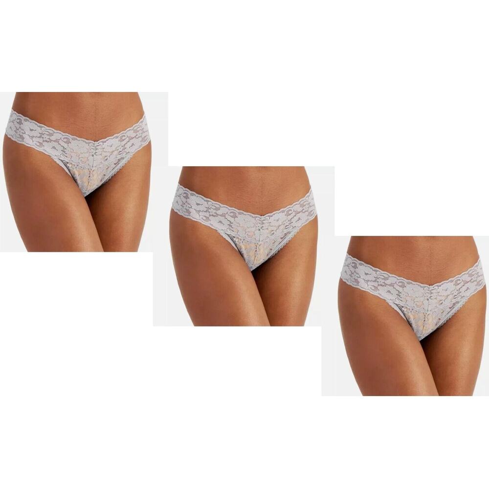 INC Lace Thong Lingerie Underwear Grey Dark Mist Panties 3pc Set, XL
